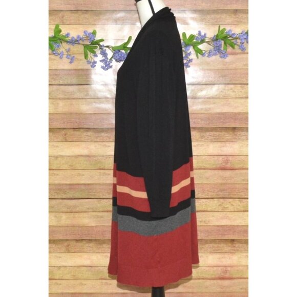 Lane Bryant Women Longline Duster Sweater Plus Size 18W 20W Black Striped Open - Picture 7 of 11